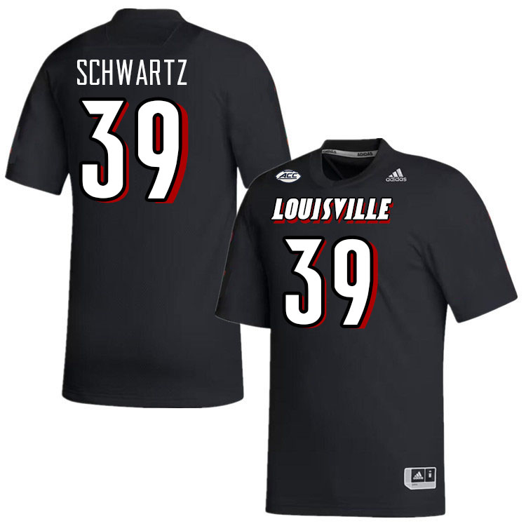 Men #39 Carter Schwartz Louisville Cardinals College Football Jerseys Stitched-Black